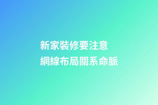 新家裝修要注意 網線布局關系命脈